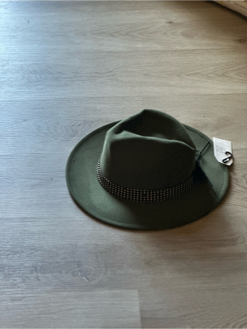 Olive Wide-Brim Fedora with Studded Band
